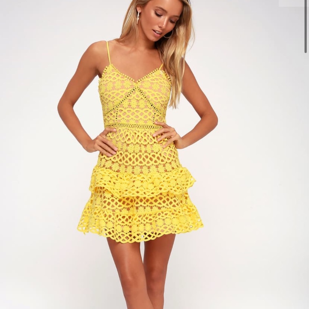 Yellow Lace Mini Dress